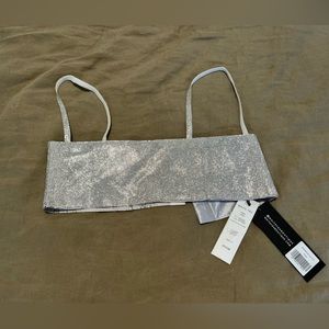 NWT White Fox Boutique Silver Crop Top XS/S